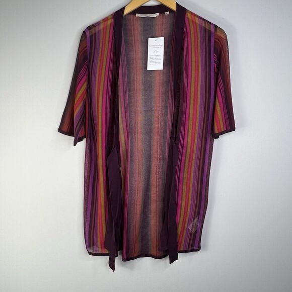 NWT Soft Surroundings Kimono Top Womens PM Striped Front Tie Hippie Boho Western - Picture 2 of 8